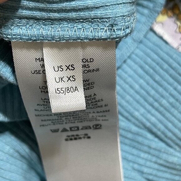 Urban Outfitters Y2K Mini Slip Dress Roxanne Ribbed XS Blue Stretch - Picture 7 of 9